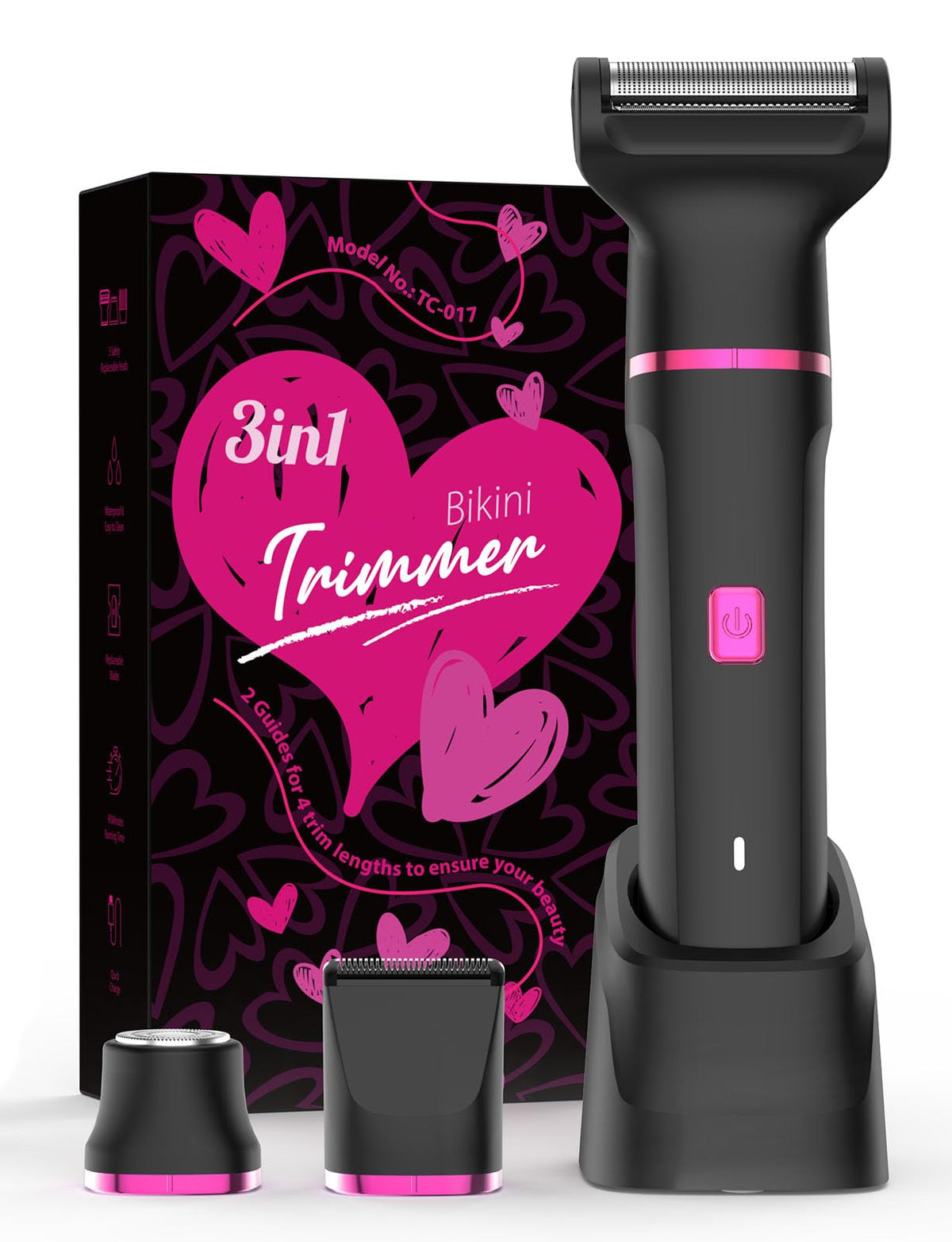 Risina Bikini Trimmer: diseño de contraste negro-rosado para uso diario cómodo.