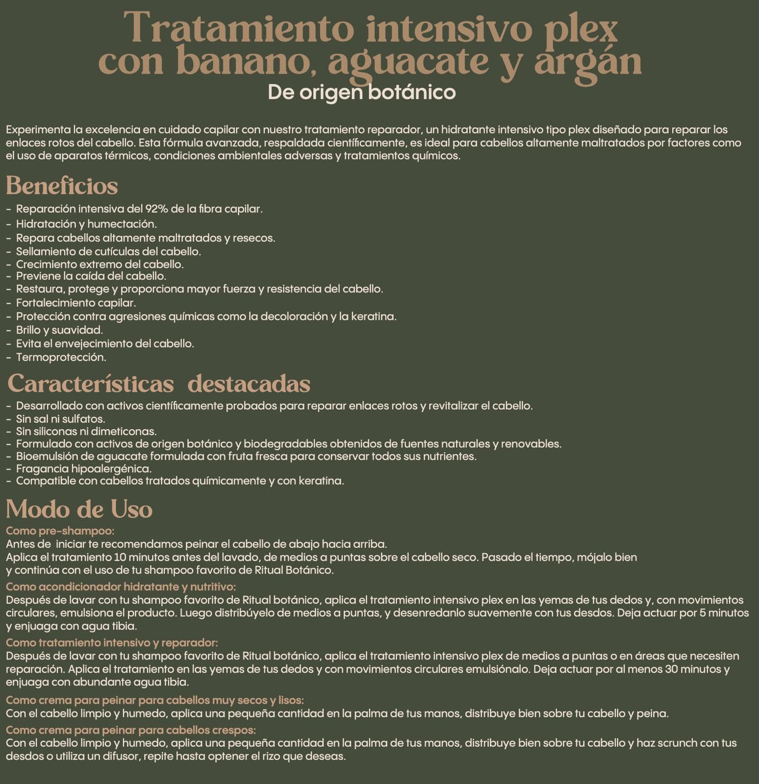 Ritual Botánico imagen de banano aguacate y argán para nutrición