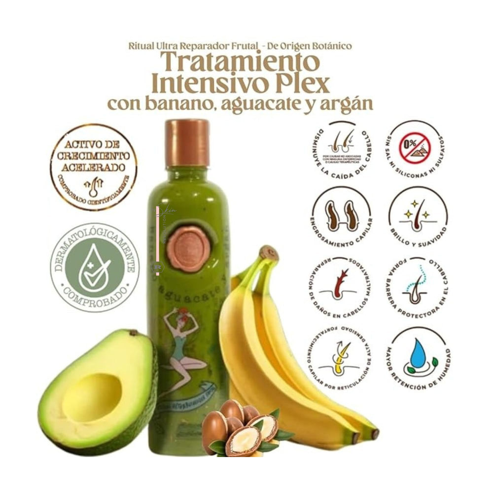 Skin Revolution Ritual Botánico Keratina Orgánica: tratamiento intensivo de aguacate para hidratación profunda.