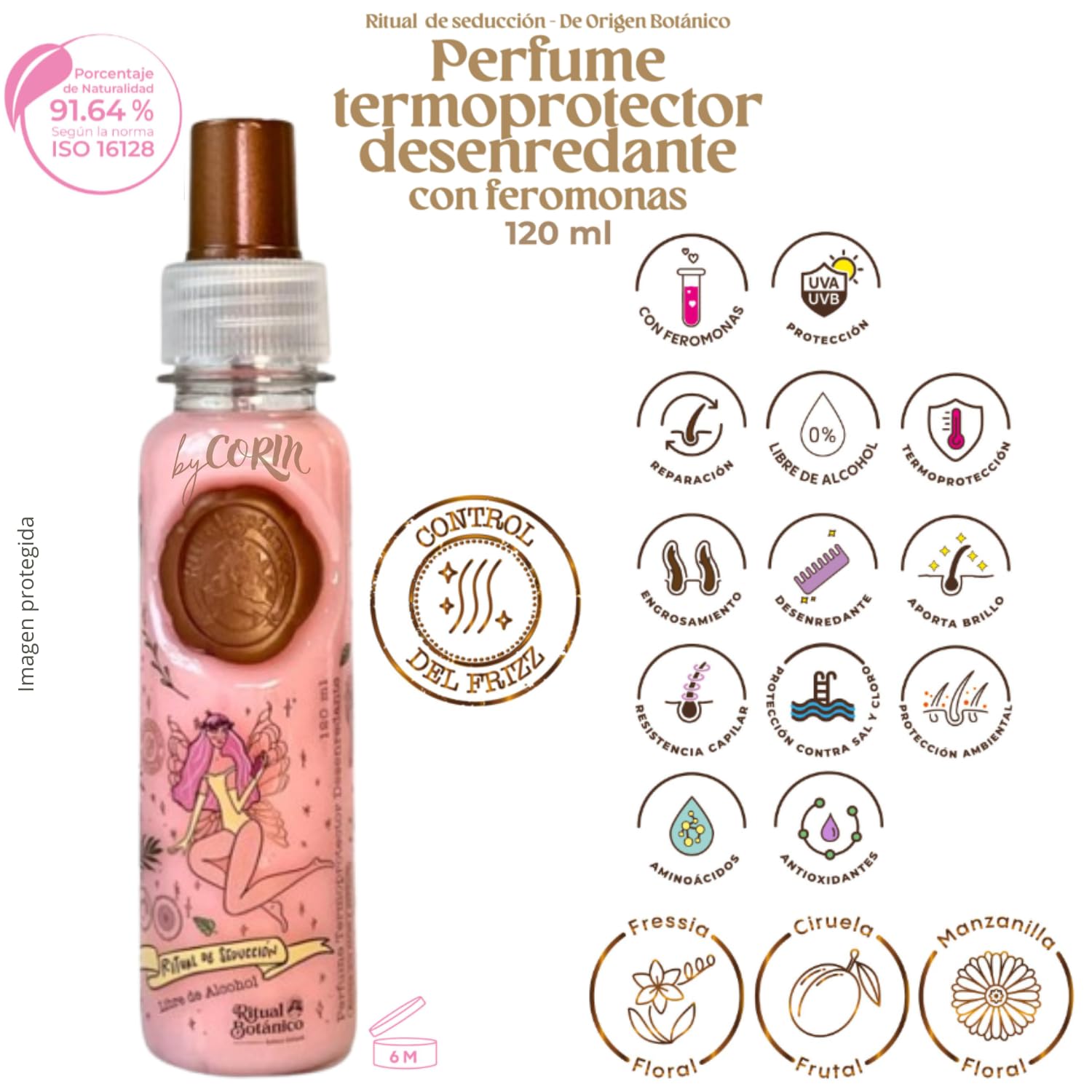 Ritual Botanico Tentación Azul, termoprotector y desenredante con aroma fresco.