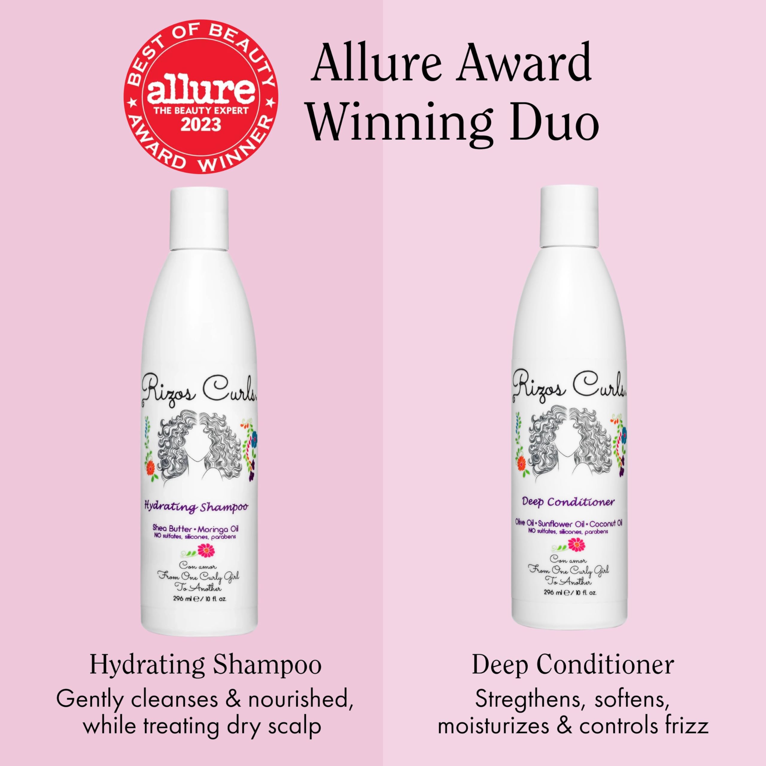 Rizos Curls acondicionador profundo en botella, rizos nutridos y desenredados.