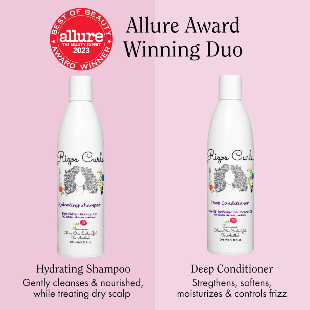 Rizos Curls acondicionador profundo en botella, rizos nutridos y desenredados.