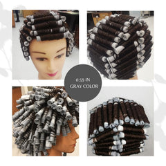 RJMBMUP Perm Rods gris muestran tamaño pequeño para rizos definidos.