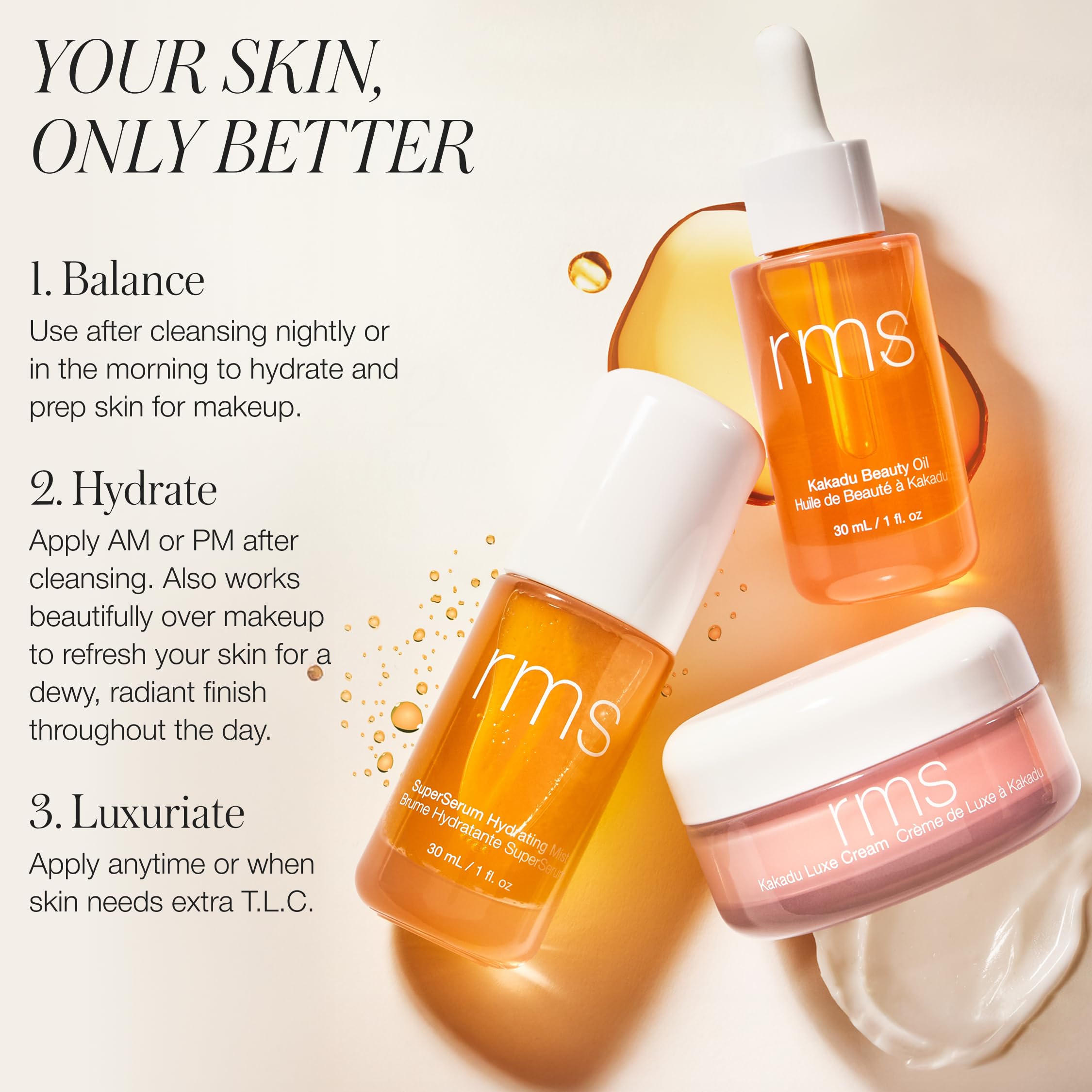RMS Beauty Kakadu Beauty Oil, uso diario para acabado sedoso.