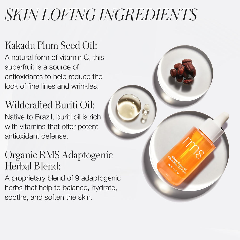 RMS Beauty Kakadu Beauty Oil aporta brillo natural a la piel.