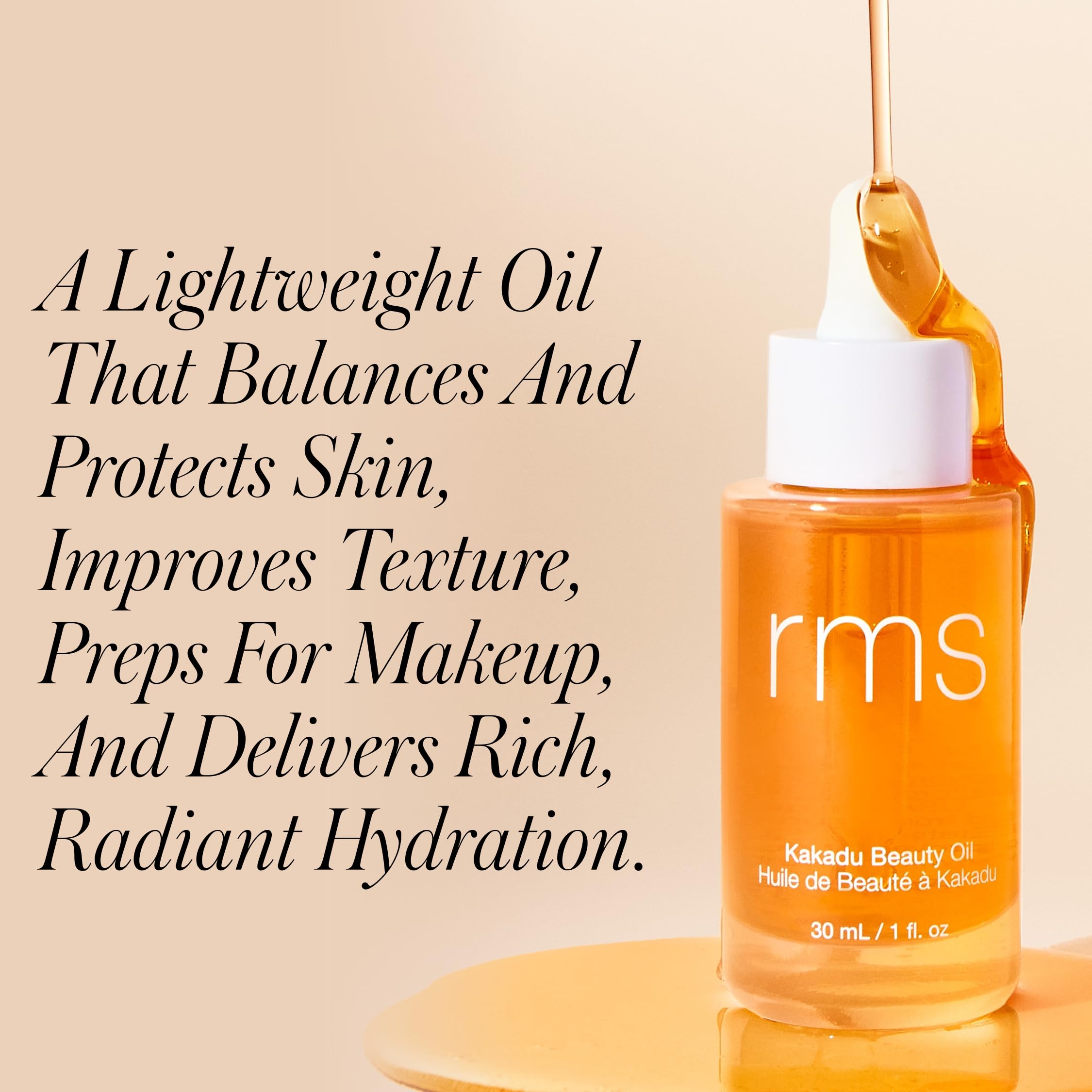 RMS Beauty Kakadu Beauty Oil, gota precisa para nutrir la piel sin grasa.