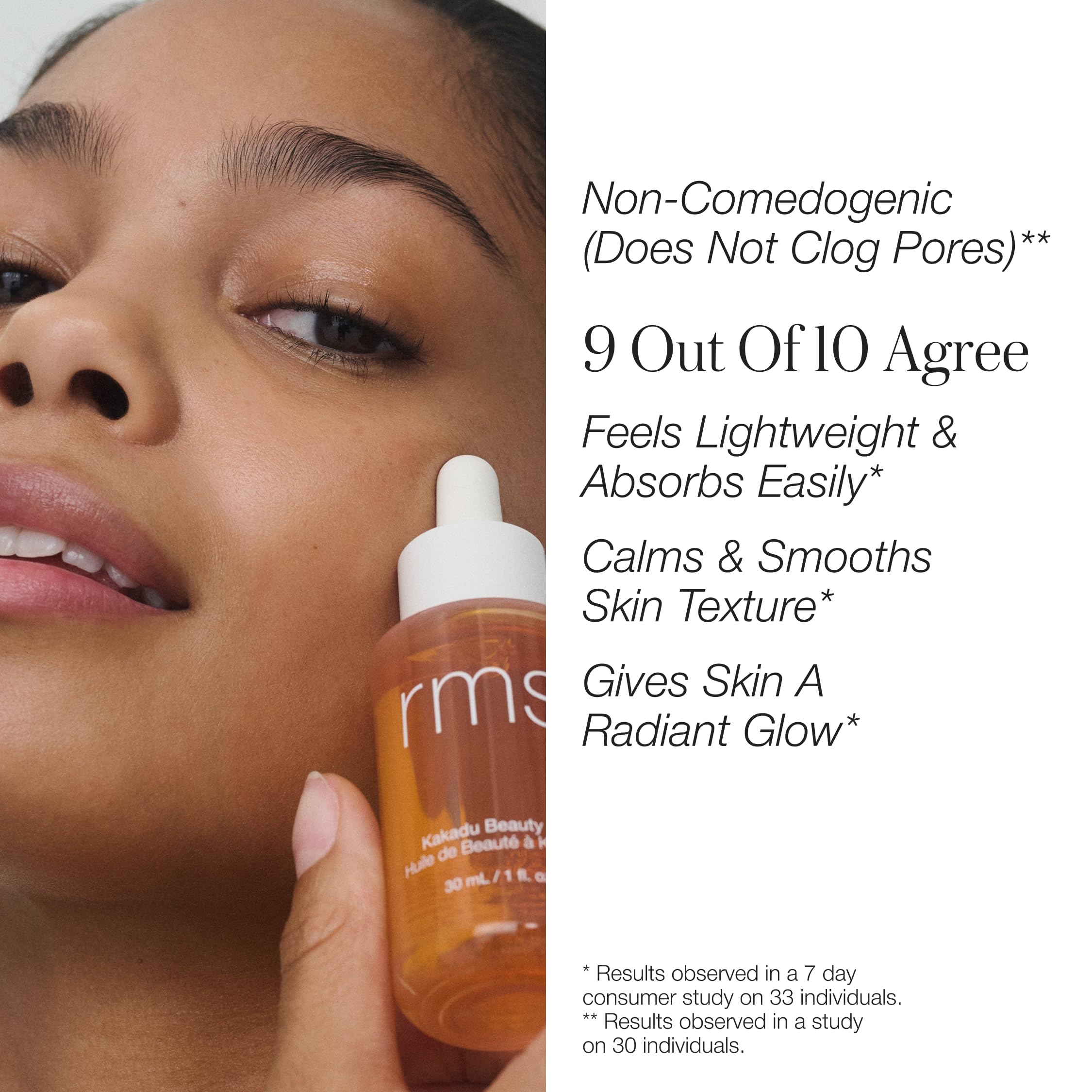 RMS Beauty Kakadu Beauty Oil mantiene la piel hidratada durante el día.