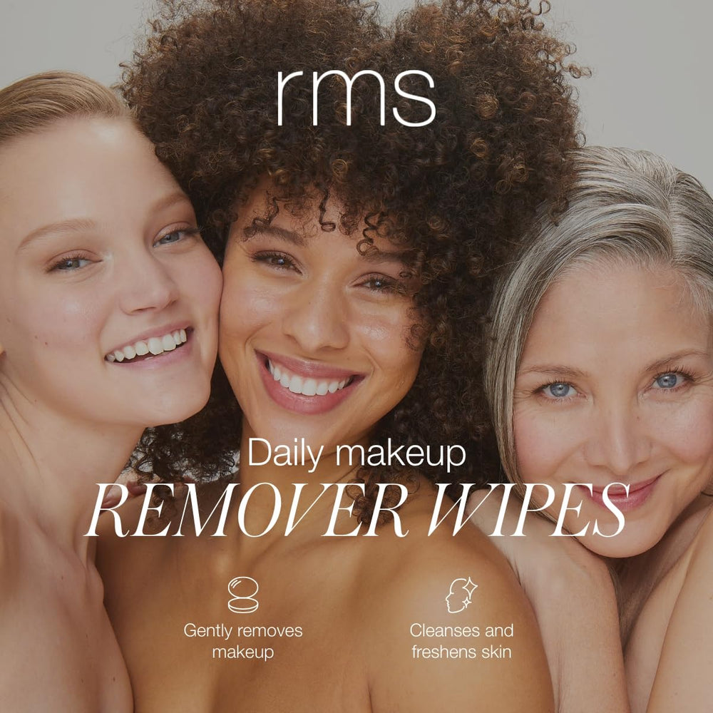 Lingettes RMS Beauty démaquillant efficacement le maquillage quotidien et l’écran solaire avec douceur.