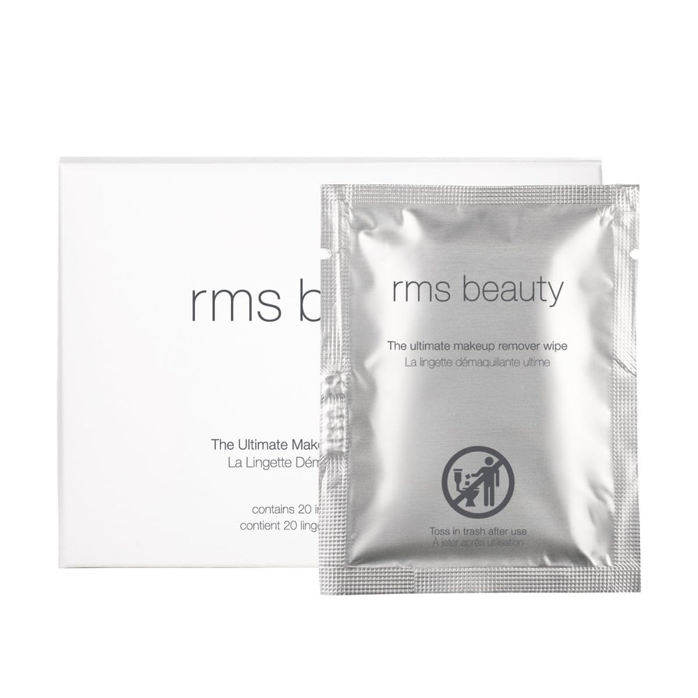 Lingettes RMS Beauty démaquillantes en sachet individuel, pratique pour voyage et sac de sport.