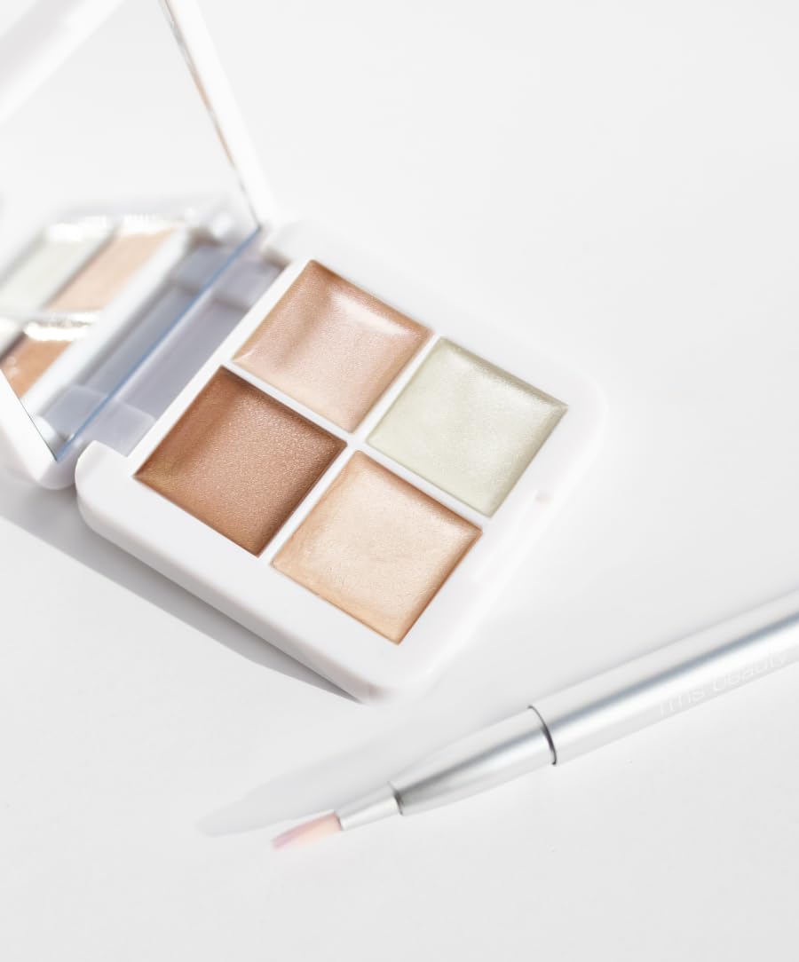 RMS Beauty Lip2Cheek Glow Quad, compacto ideal para viaje y retoques sobre la marcha.