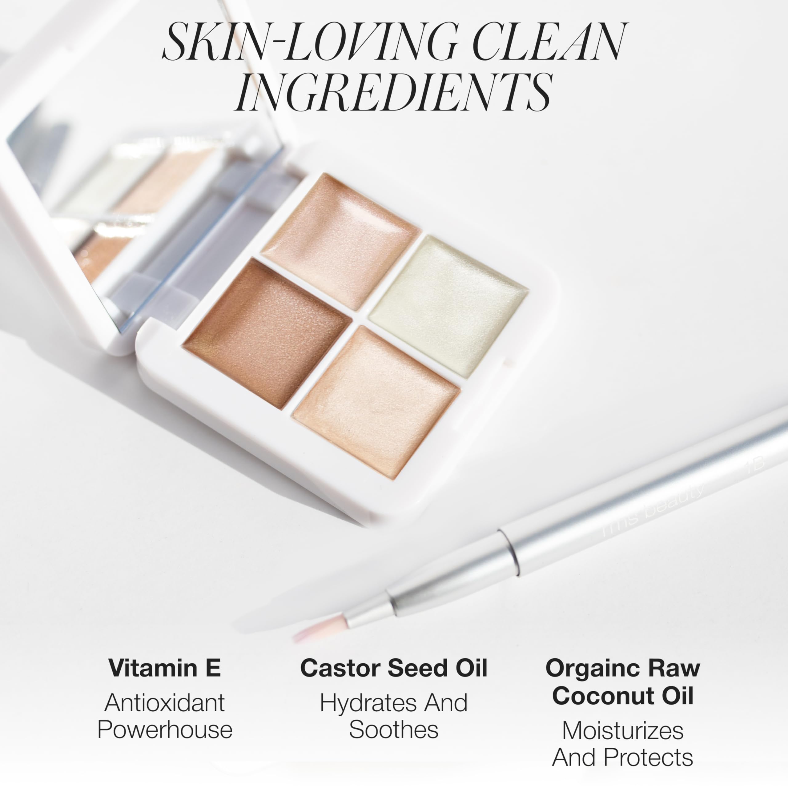RMS Beauty Lip2Cheek Glow Quad tono peach, añade calidez natural a labios y mejillas.