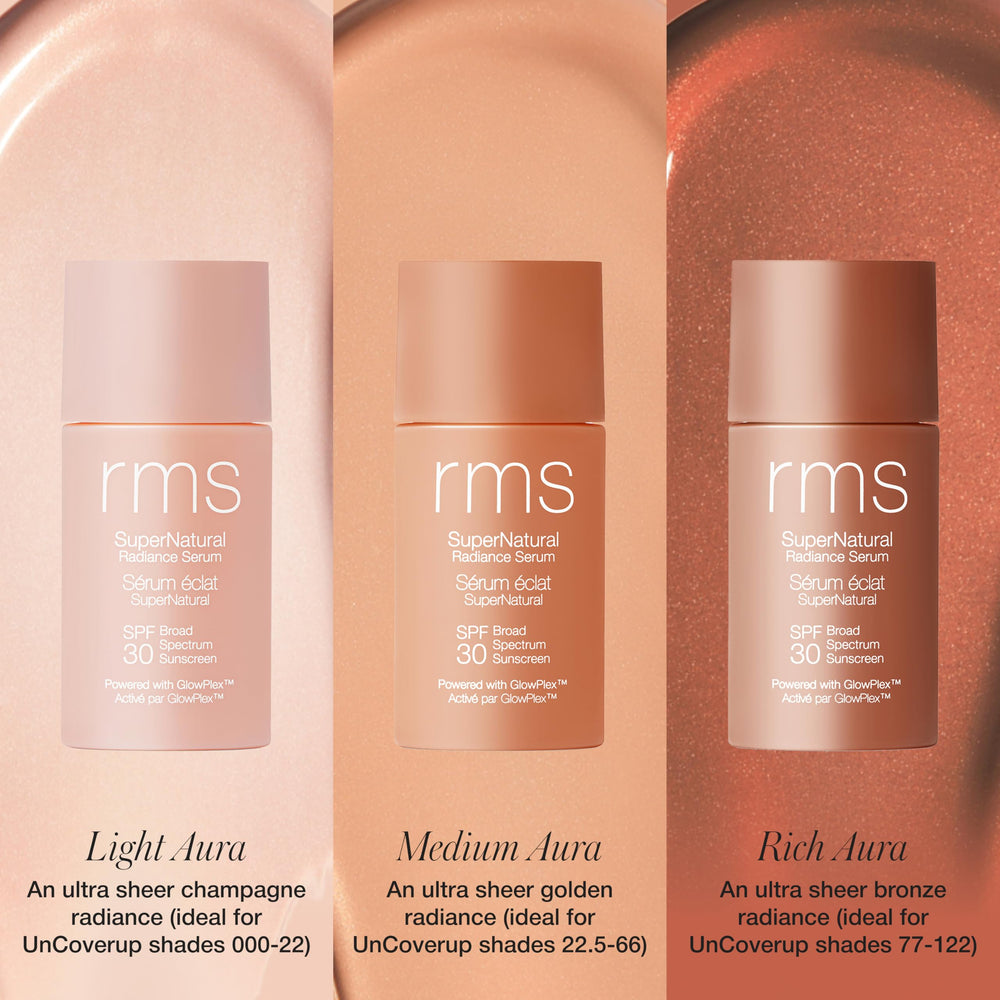 RMS Beauty textura sedosa que se integra con maquillaje y deja piel luminosa.