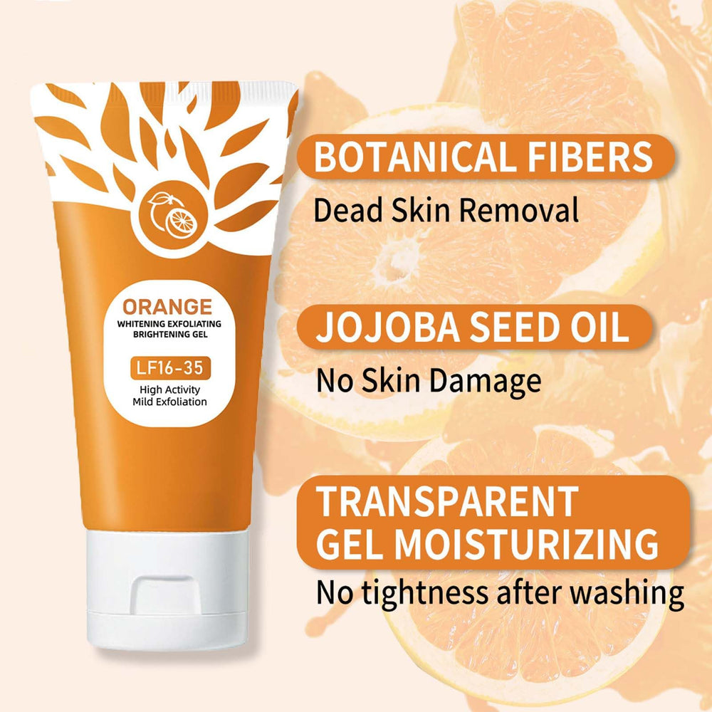 Textura de gel exfoliante de naranja de RnemiTe-amo para piel suave y revitalizada.