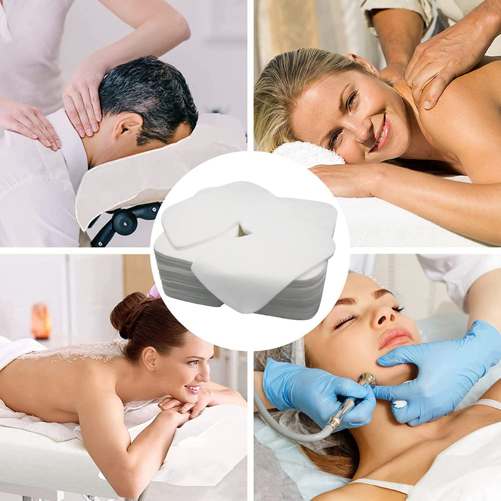 Rngwaper cubiertas de cara desechables compatibles con reposacabezas, uso versátil en sesiones de masaje.