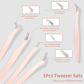 Pinzas curvas para extensiones de pestañas Rnodoilkfly con control suave.
