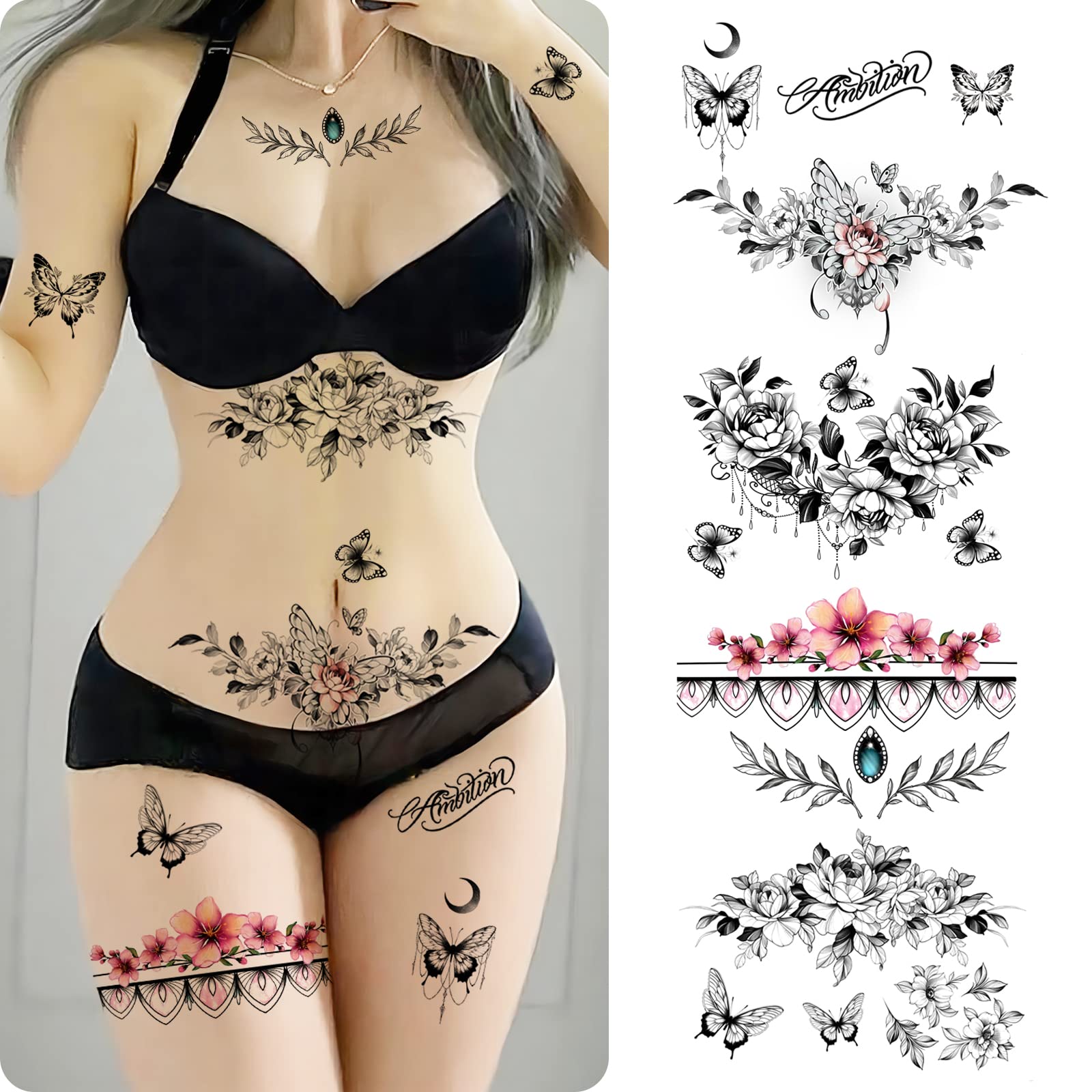 ROARHOWL diseño 3D floral, ideal para looks nocturnos.