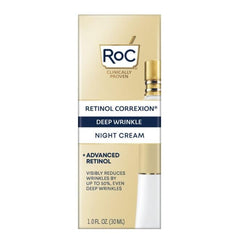 RoC Retinol Correxion crème-nuit focalisée sur rides profondes et hydratation nocturne.
