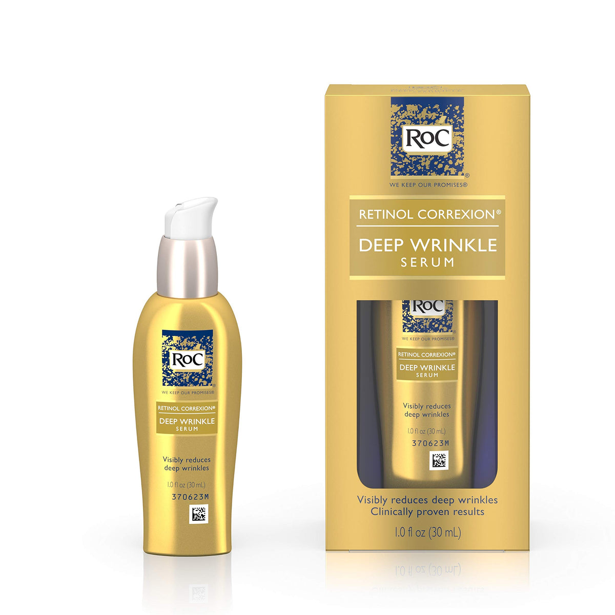 RoC Retinol Correxion, botella con bomba para uso diario y rápida absorción.