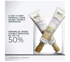 Avant-après RoC Retinol Correxion montrant ridules atténuées et texture améliorée.