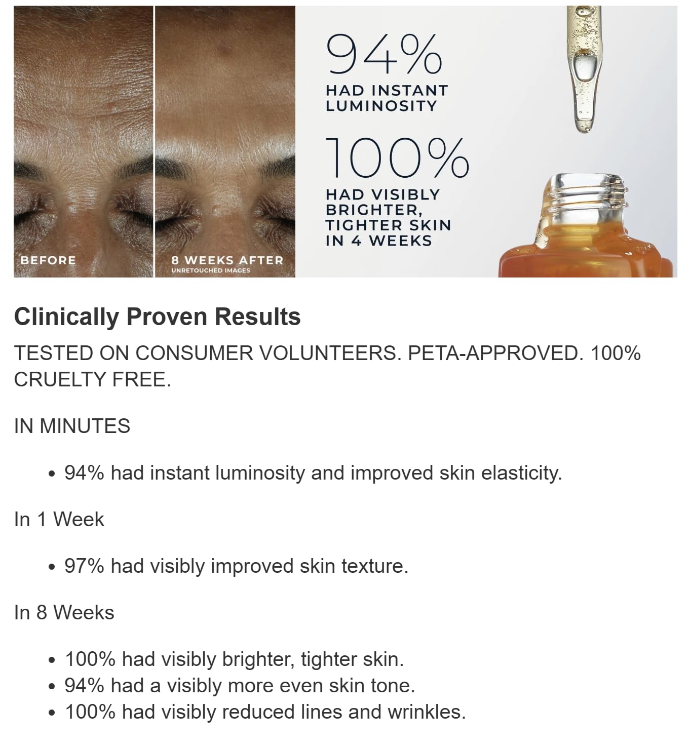 RoC serum vitamina C aplicación suave sobre la piel