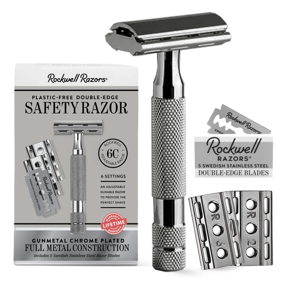 Rockwell 6C con diales ajustables para un afeitado personalizado y cómodo.