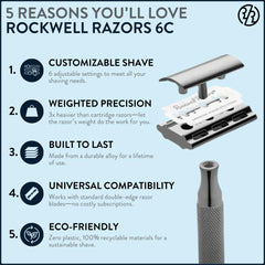 Rockwell 6C con peso balanceado que facilita el deslizamiento suave.