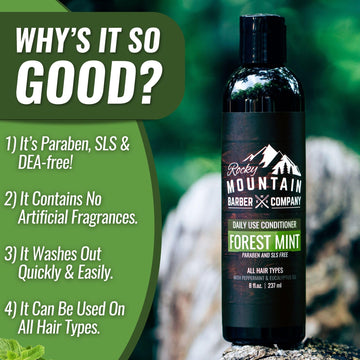 Rocky Mountain Barber Company Acondicionador funciona bien en cabello seco o graso.