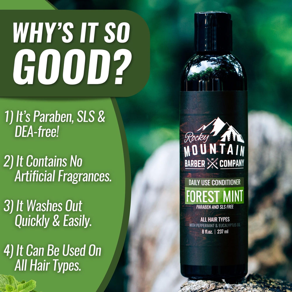 Rocky Mountain Barber Company Acondicionador funciona bien en cabello seco o graso.