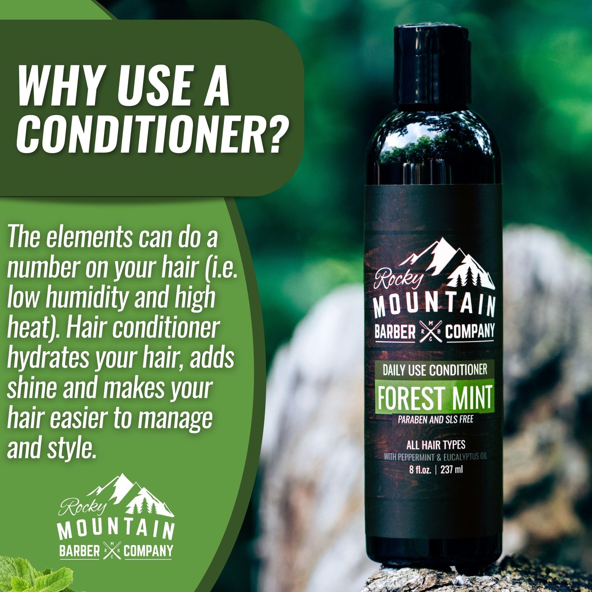 Rocky Mountain Barber Company Acondicionador textura suave facilita el peinado.