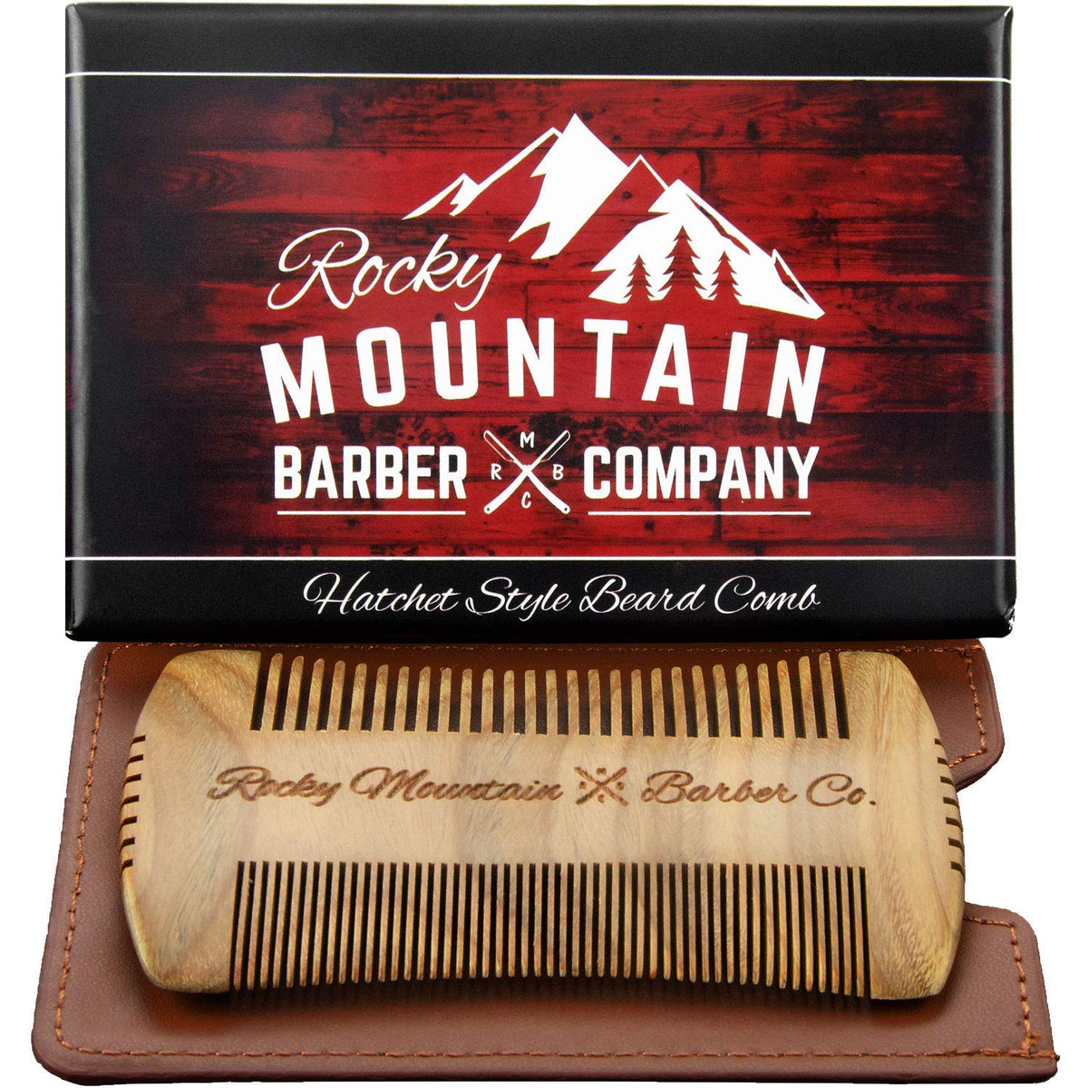 Peine Rocky Mountain Barber Company estilo hacha con sándalo para un acabado suave