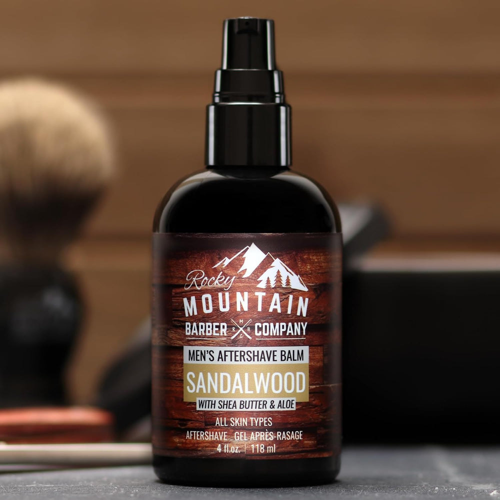 Rocky Mountain Barber Company Aftershave Balm para el cuidado de la piel después del afeitado.