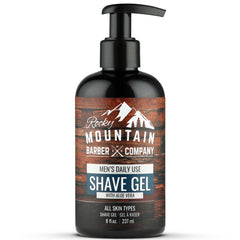 Gel claro de Rocky Mountain Barber Company para ver durante el afeitado