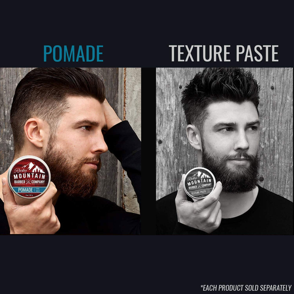 Fijación firme de la pomada Rocky Mountain Barber Company para estilo con borde definido