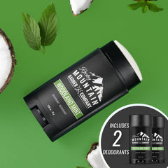 Desodorante Rocky Mountain Barber Woodland Mint, ingredientes naturales como Tapioca y Arrowroot.