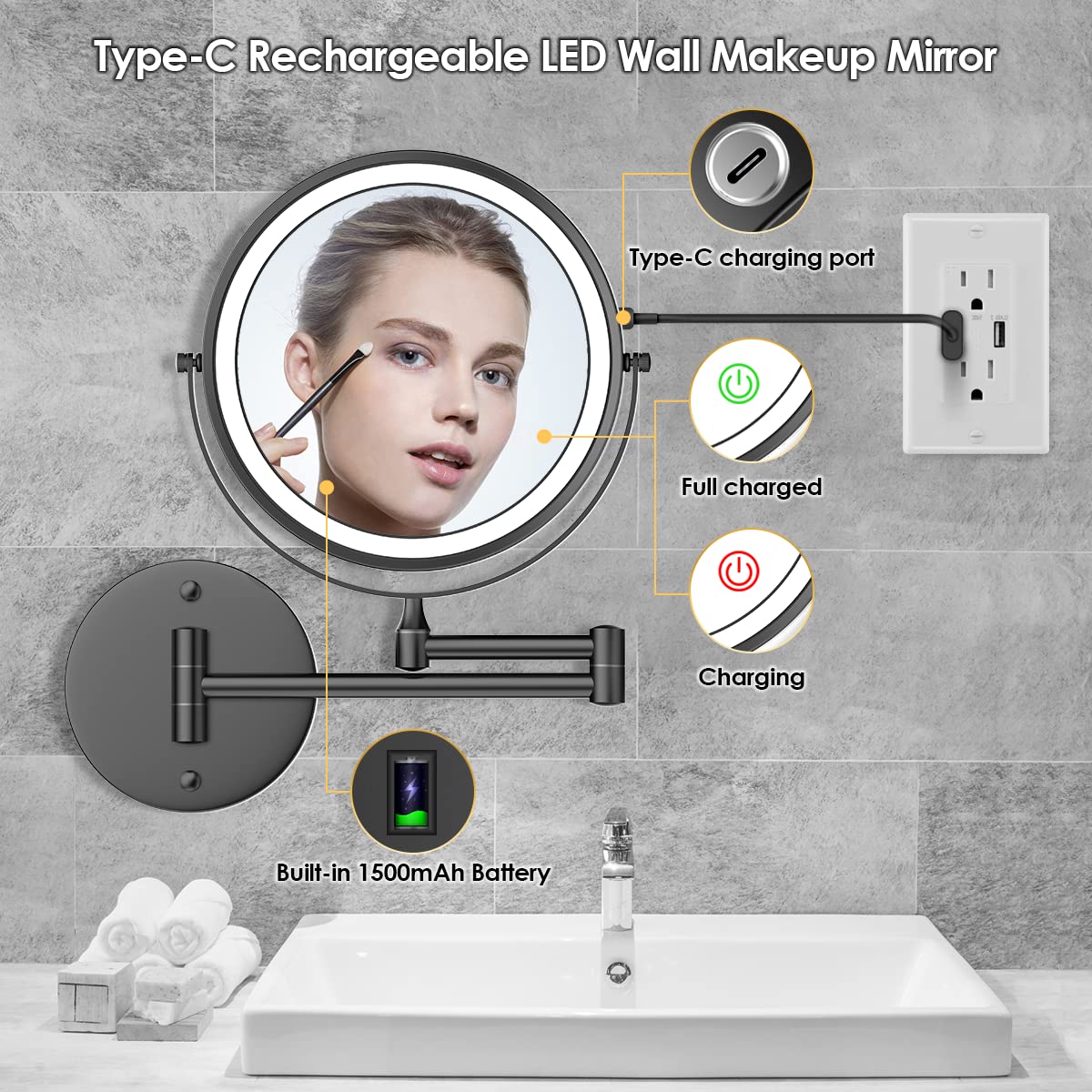 Miroir Rocollos avec agrandissement 10x pour détails précis.