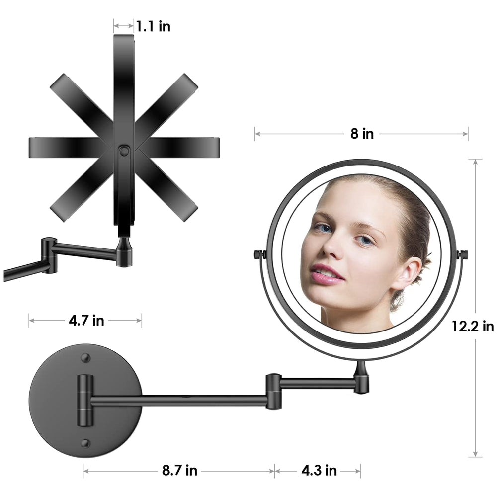 Miroir Rocollos avec bras extensible 13 pouces pour ajustement.