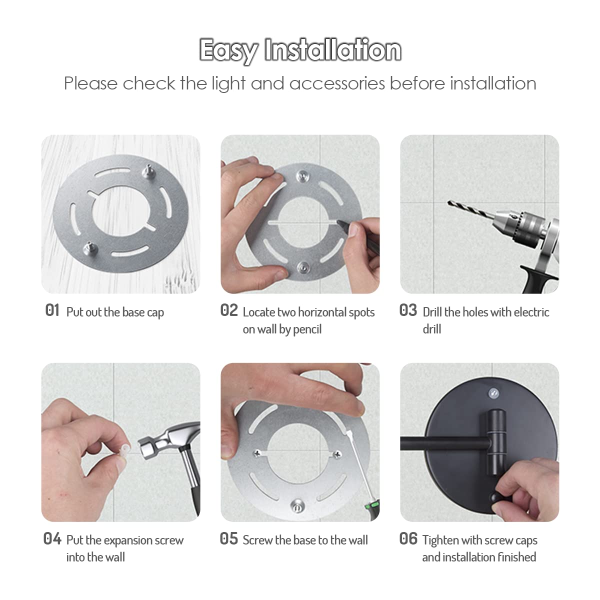 Miroir Rocollos rechargeable 1500mAh, sans fil pratique.