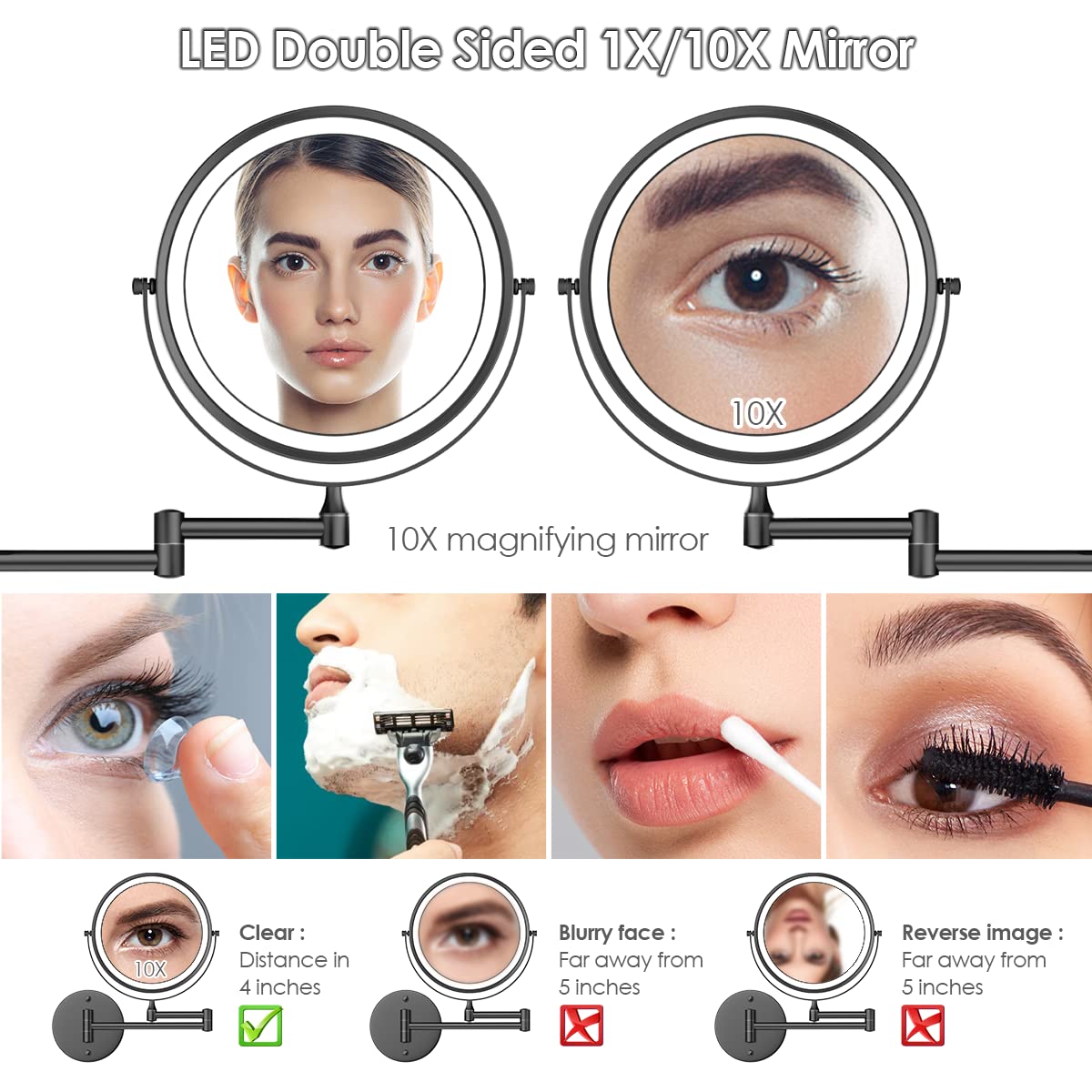 Miroir Rocollos tactile, réglage d intensité lumineux par touche.