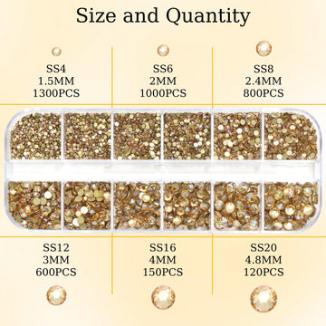 Rodaky piedras base plana oro dorado en seis tamaños para diseño versátil.