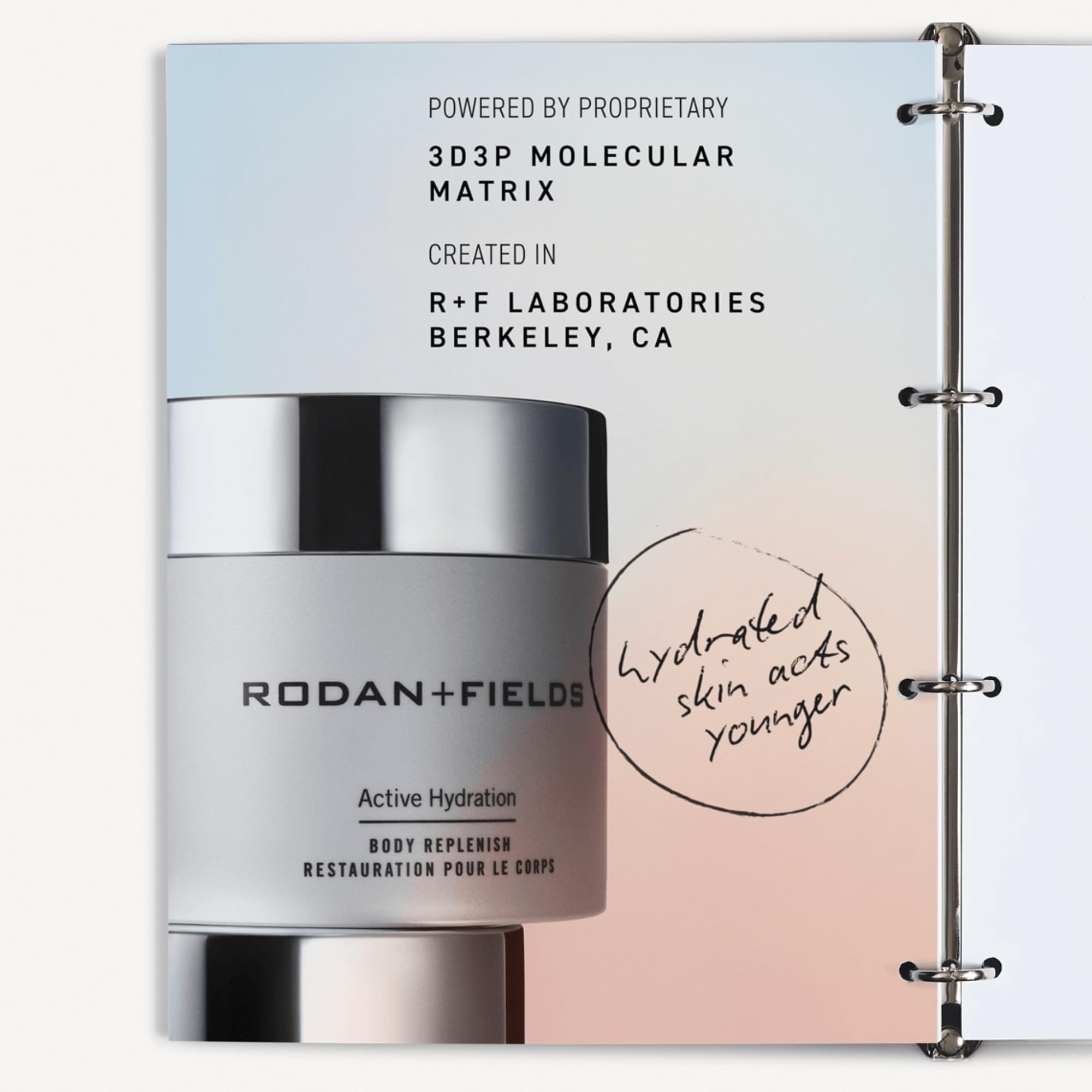 Rodan + Fields Hidratación Activa para Cuerpo, absorción rápida sin dejar grasa.