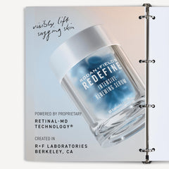 Rodan + Fields ReDEFINE Serum, aplicación nocturna, textura suave que facilita la renovación de la piel
