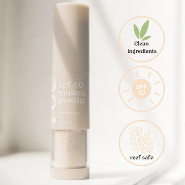 Roe Wellness Ingredientes limpios: polvo solar libre de parabenos y fragancias.