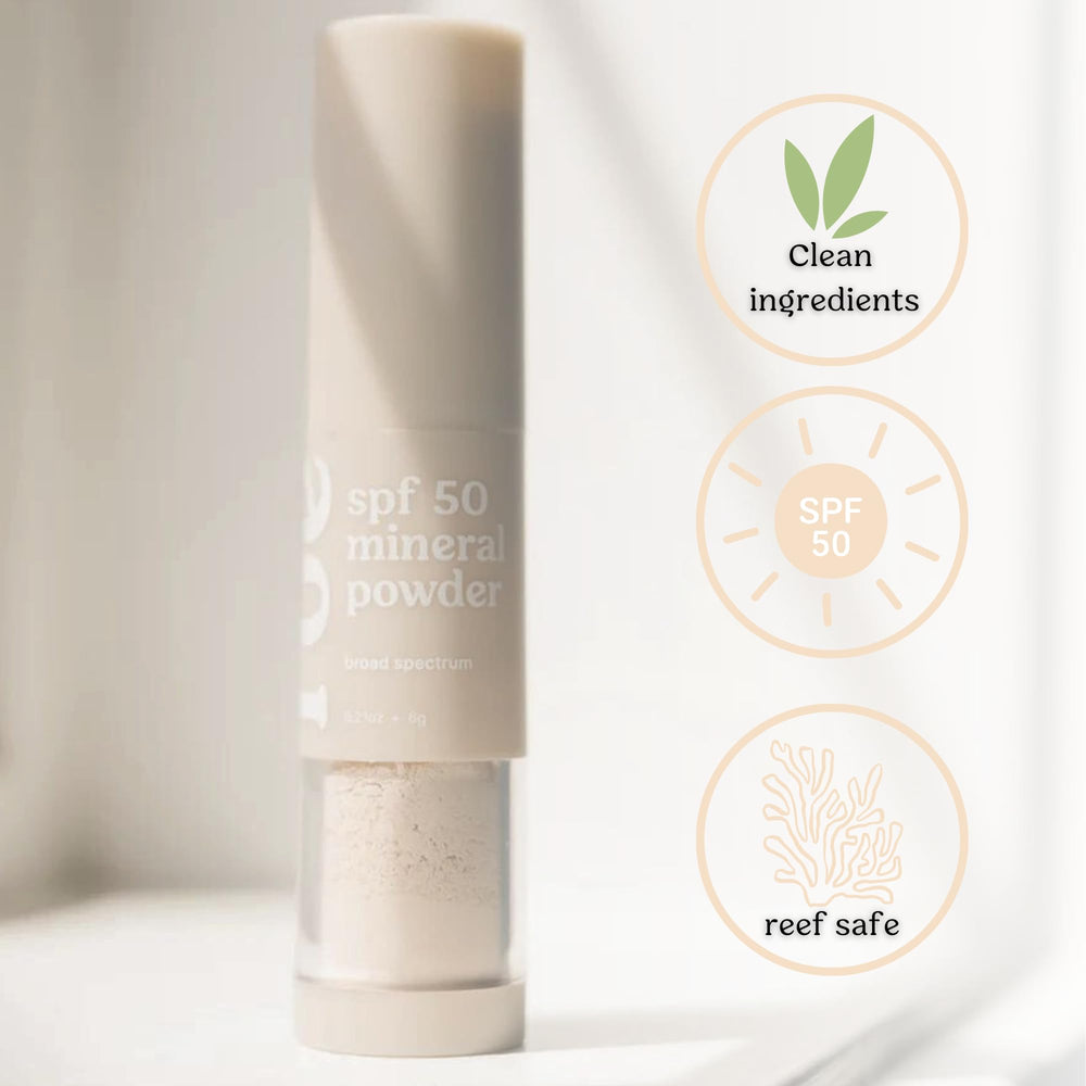 Roe Wellness Ingredientes limpios: polvo solar libre de parabenos y fragancias.