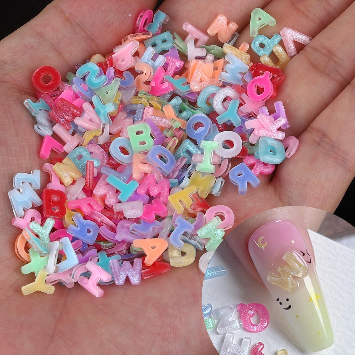 ROFIBUT letras de resina candy para uñas, ideal para decoración DIY.