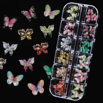 ROFIBUT dijes uñas mariposa y flores para look sofisticado