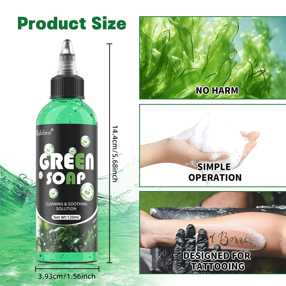 Rofitbest jabon verde para tatuajes, conjunto de dilución, uso práctico diario.