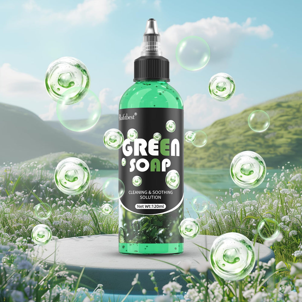 Rofitbest jabon verde para tatuajes, embalaje compacto para fácil almacenamiento.