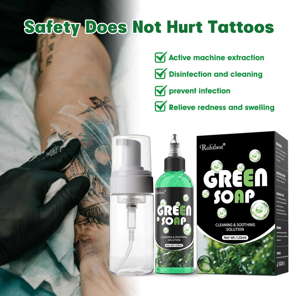 Rofitbest jabon verde para tatuajes, higiene diaria segura para tatuajes.