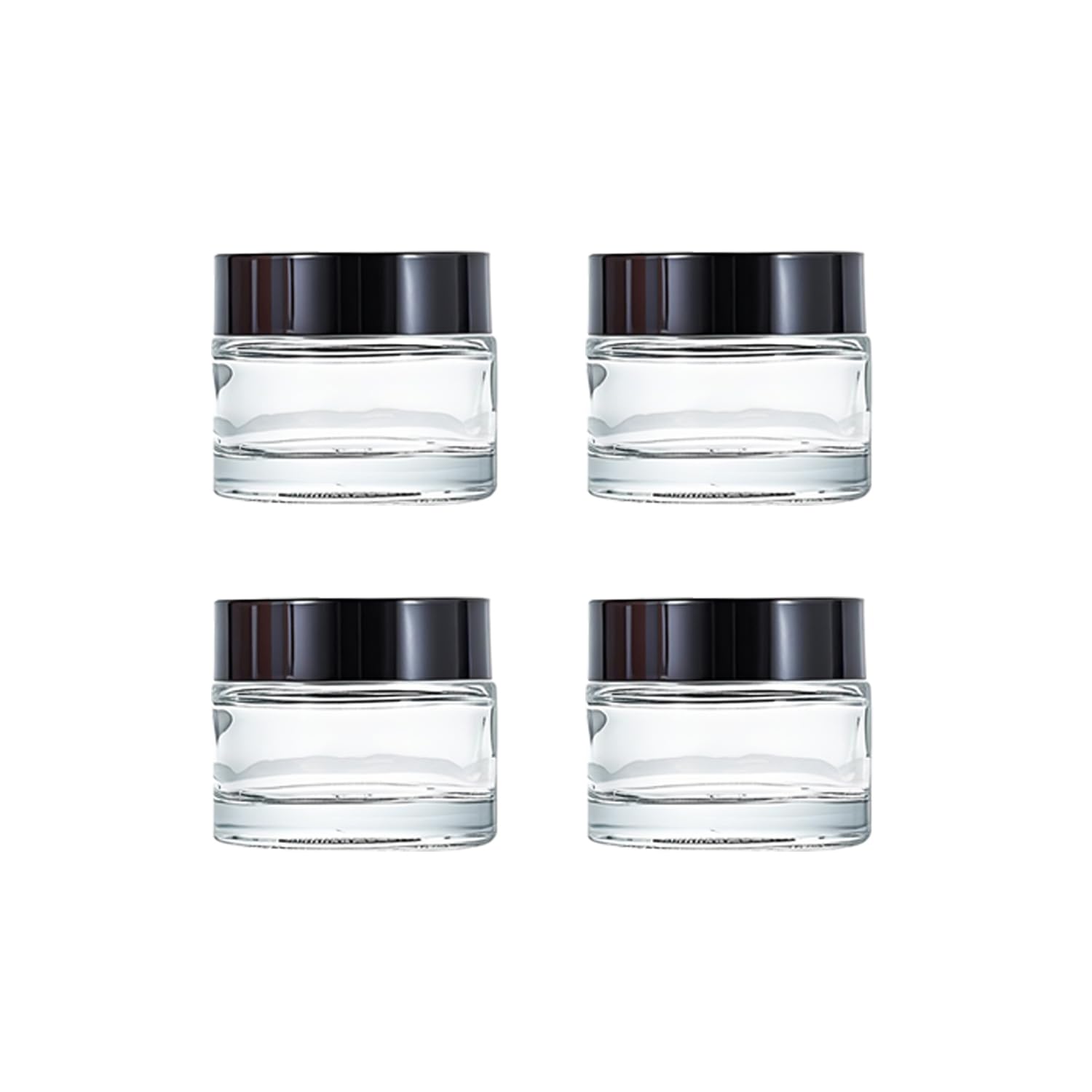ROHIJALE frascos de vidrio claros de 15 ml con tapa negra, ideales para bálsamos pequeños.