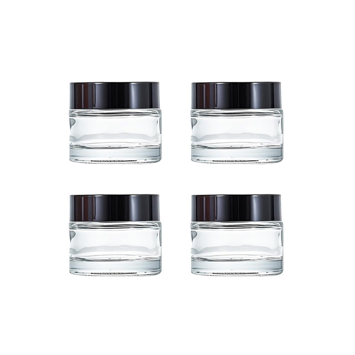 ROHIJALE frascos de vidrio claros de 15 ml con tapa negra, ideales para bálsamos pequeños.